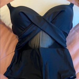 Sexy one piece swim suit with mesh detail
